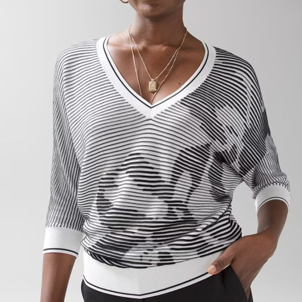 NEW White House Black Market Black  White Dolman Sweater XS or S.